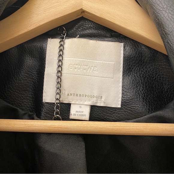 Anthropologie || Ett:twa Sweater Knit Moto Leather Jacket Black Small - Picture 3 of 8